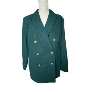 Jessica London Women’s Double Breasted Wool Blazer Coat Plus Size 20 Green